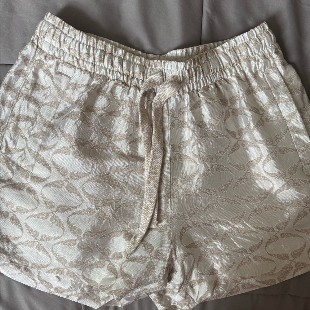 Zadig & Voltaire Cream and Beige Logo Jacquard Shorts